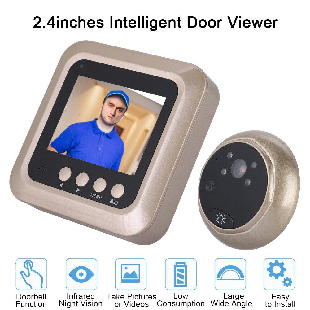 2.4 tommer 1080p intelligent elektrisk dørklokke trådløs digital kighul sikkerhedsdørviser hjemmeviser kiggehuls kamera