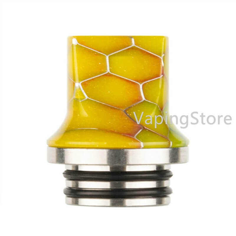 Delrin SS 810 Flat Drip Connector Tip Polished Adaptor Odan Tank/Odan Mini Tank/Skrr S/NRG Tank/Hellvape Destiny RTA Mouthpiece: Cobra Yellow