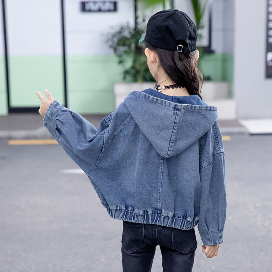 Veste en jean pour filles, manteaux de pour enfants de 6, 8, 10, 12 et 14 ans, décontracté