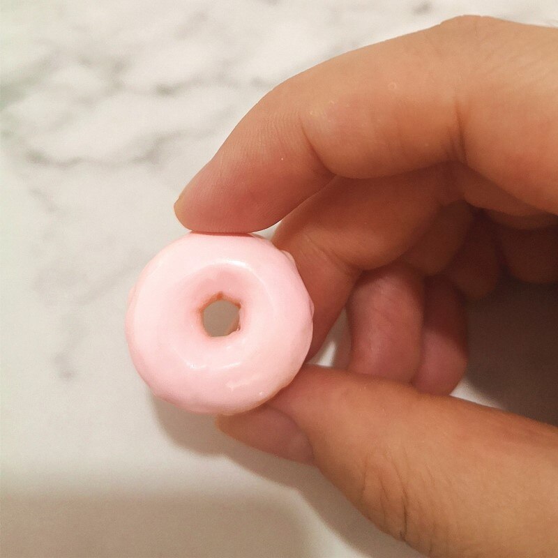 6Pcs Donut Diy Slime Levert Accessoires Telefoon Case Decoratie voor Slime Filler Miniatuur Resin Cake Vruchten Snoep Chocolade: Pink 6pcs