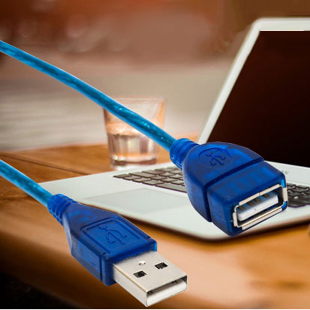 1/1.5/2/3-M Anti-Interference Extension Cable USB 2.0 Female Extension High Speed Data Sync Cord Blue Standard