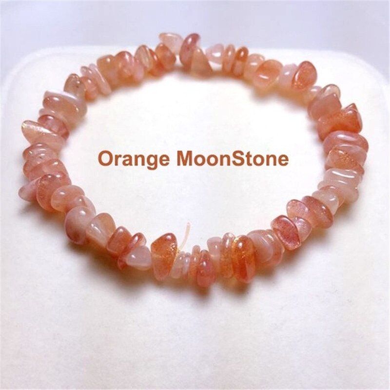 Pulseras de piedra Natural hechas a mano para mujer y niña, joyería de , abalorio de piedra lunar de ojo de Tigre,: 2 Orange MoonStone