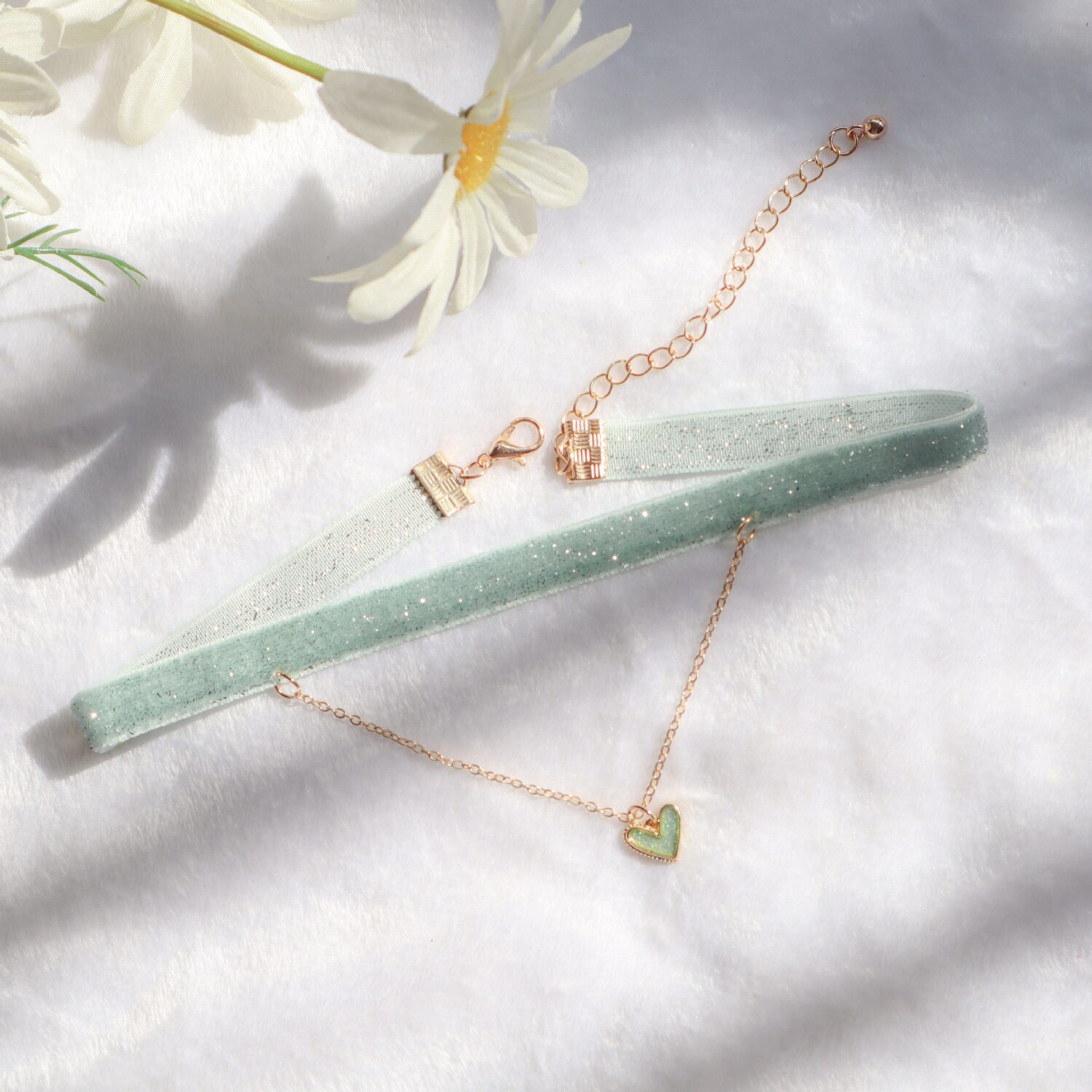 Heart Love Necklace For Women Lace Velvet Short Clavicle Necklaces Jewelry Girl Cute Pendent Necklace: 3