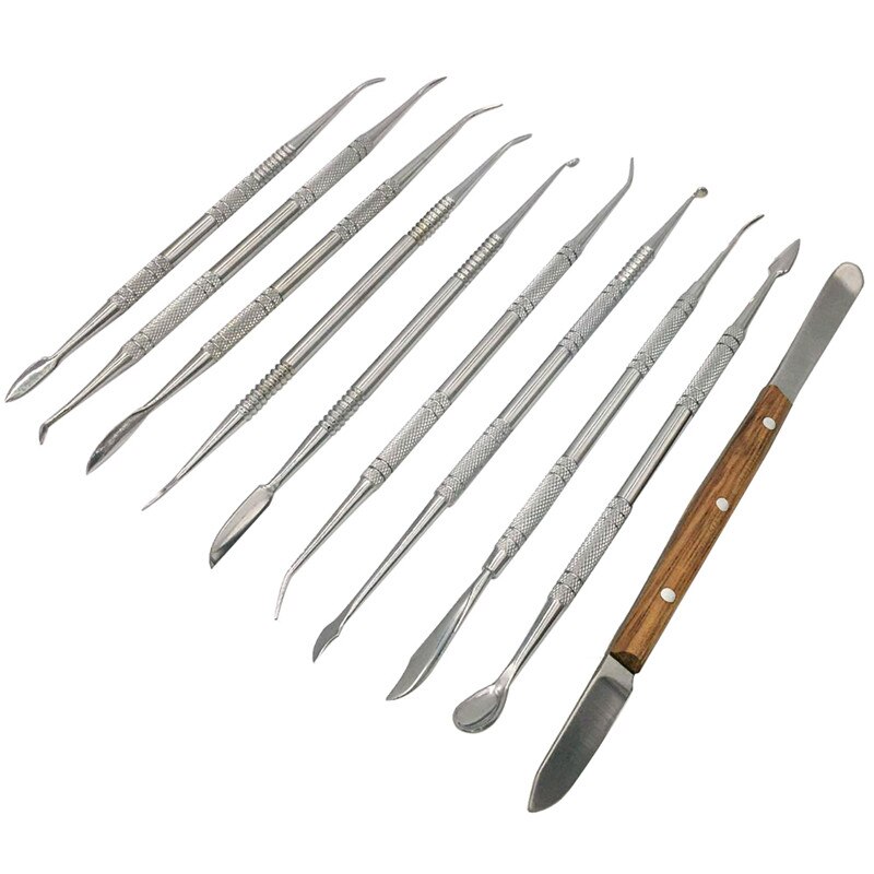 10 Stks/set Wax Carving Tool Set Rvs Veelzijdig Kit Dental Instrument Dental Lab Equipment Met Houder Case: 10 pcs