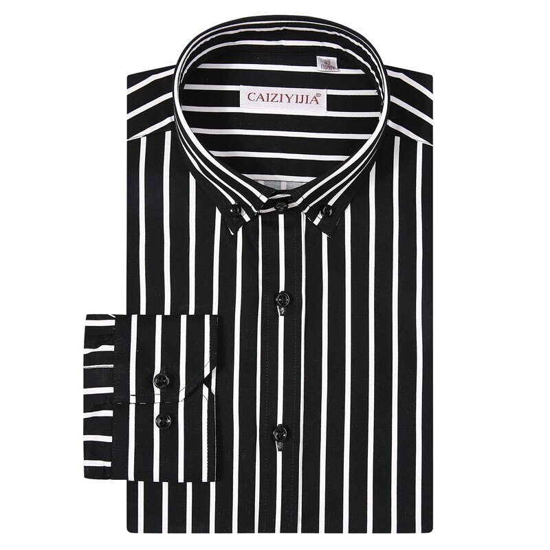 Lange Mouw 100% Katoen Hoogwaardige Mannen Gestreepte Jurk Shirt Button-Down Standaard-Fit Rood Blauw Zachte stof Mannelijke Smart Casual Shirt: CZYJ20190810C / XS (39)