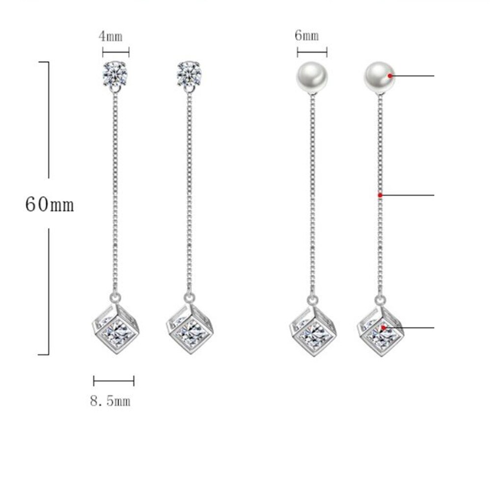 NEHZY S925 Stamp silver Jewelry Woman Retro Long Tassel Cubic Zirconia Checkered Pop Earrings