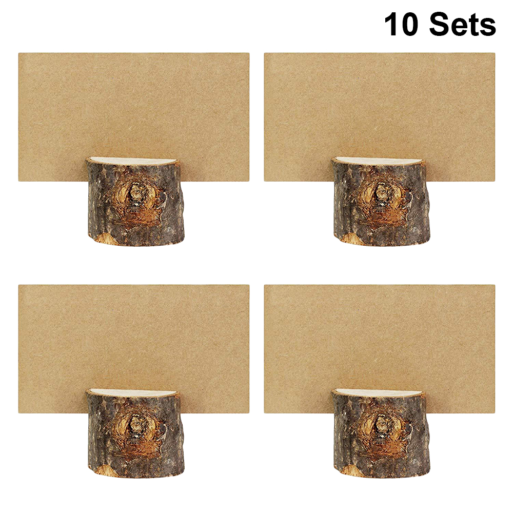 Lot de 20 porte-mémo en écorce de bois, porte-nom et numéro de Menu en forme de bosse, décoration de Table pour fête de mariage