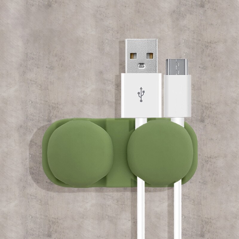 Tidy Management Clips Desktop Silicone Cable Organizer Flexible Usb Cord Winder Protector Holder for Mouse Keyboard Earphone: 4 Holes Mint Green