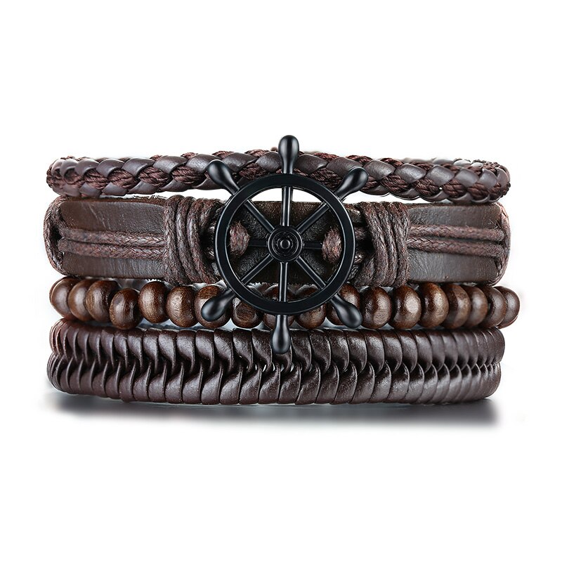 Bracelet rétro rotatif en perles d&#39;os de poisson pour hommes, bijoux tribaux originaux, manchette de surfeur, longueur réglable: BL472ZB