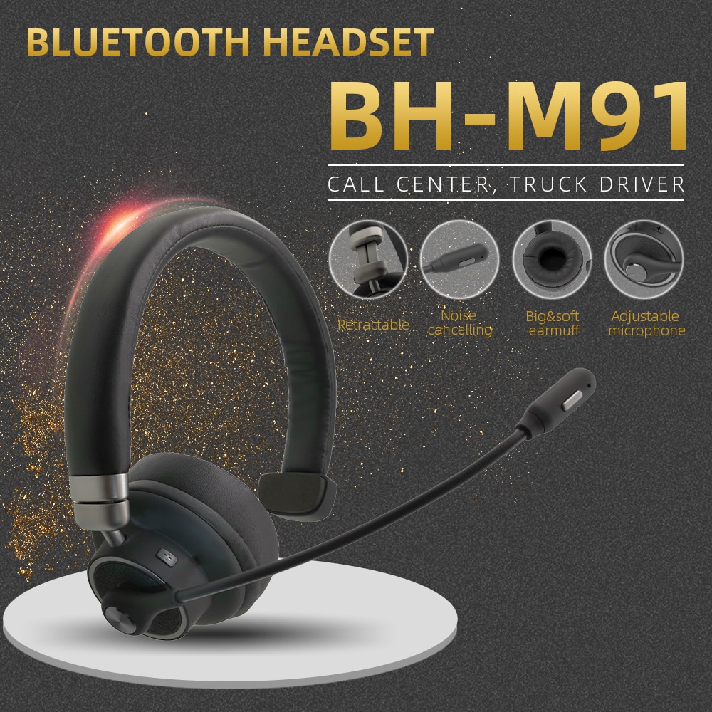 BH-M91-auriculares inalámbricos con Bluetooth 5,0, dispositivo de audio con cancelación de ruido para conductores, centro de llamadas y teléfono de oficina