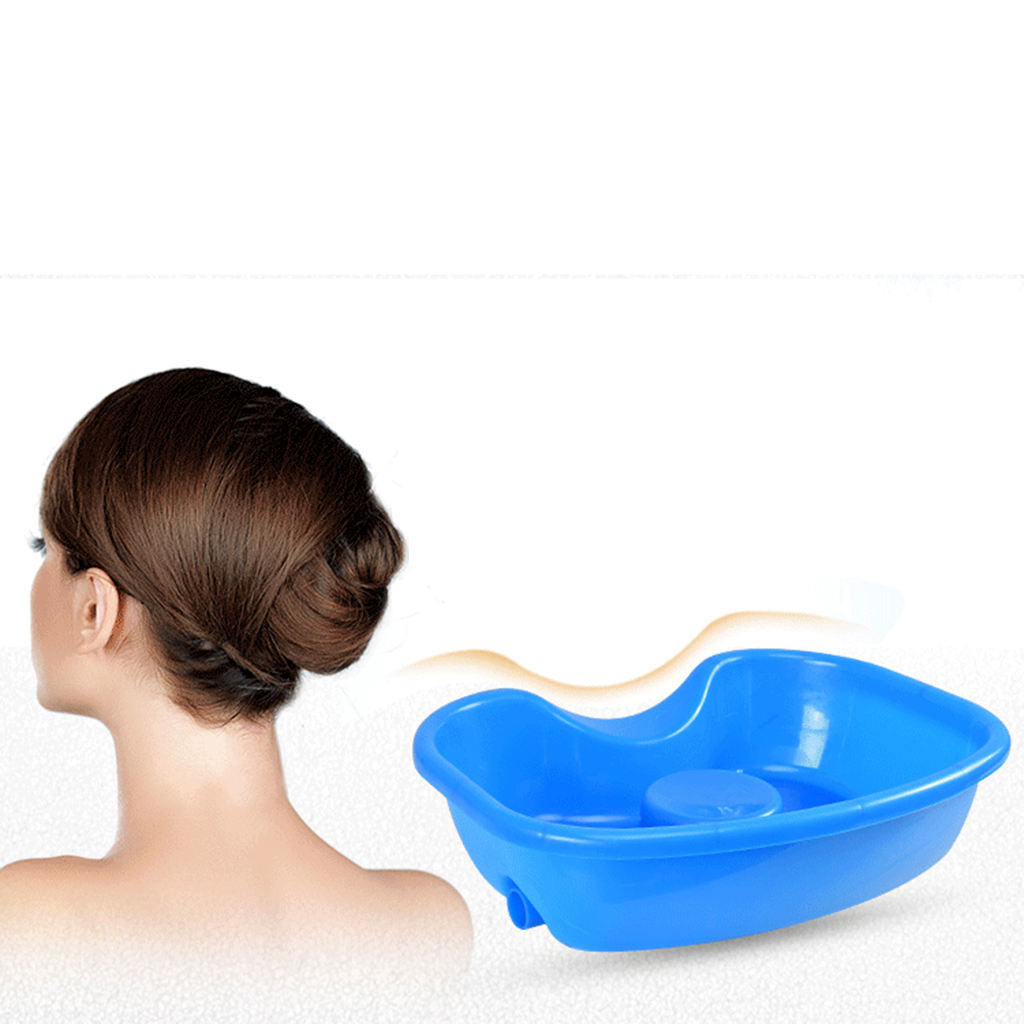 Stabile Tragbare Bett Shampoo Becken Shampoo Fach Handy, Mobiltelefon Dusche Kopf Kissen für Haar Waschen Nacht Behinderte Art Blau