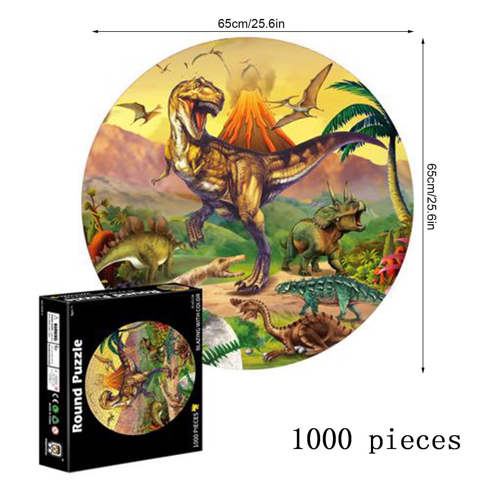 1000 Pieces 3D Puzzle Board Games Animal Lion Round Paper Jigsaw Puzzle Toys For Adults Kids Toys For Children Wall Decor: dinosaur