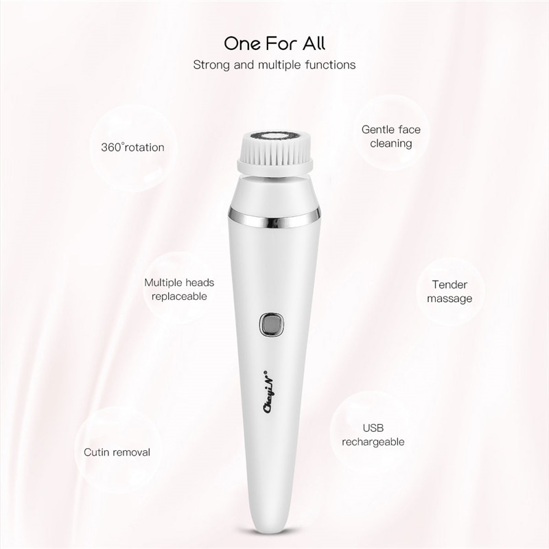 4 In 1 Face Cleansing Brush USB Rechargeable Facial Cleanser Pore Cleaner Exfoliator Face Washing Brush Skin Roller Massager