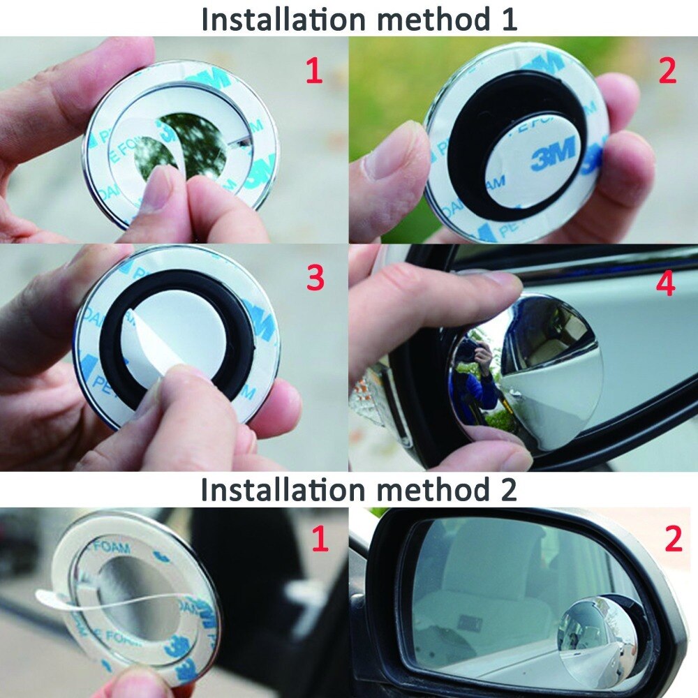 2PCS Pair Universal Car Auto Wide Angle Side Rearview Adjustable Blind Spot Mirror