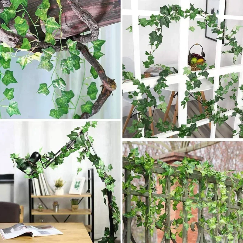 Hera Artificial para pared, plantas decorativas para el hogar, enredaderas, guirnalda verde colgante para habitación, jardín, oficina, decoración de pared de boda, follaje