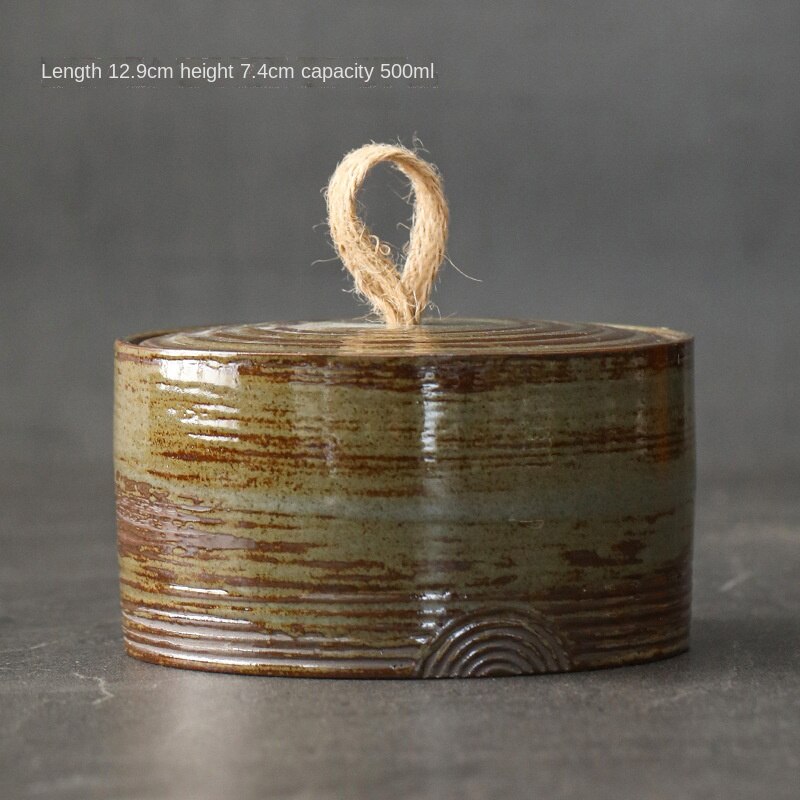 Pu Feng Tea Jar Ceramic Storage Jar Japanese Style Coarse Pottery Tea Container Retro Sealed Tea Warehouse Tea Tins Tea Box: Style c