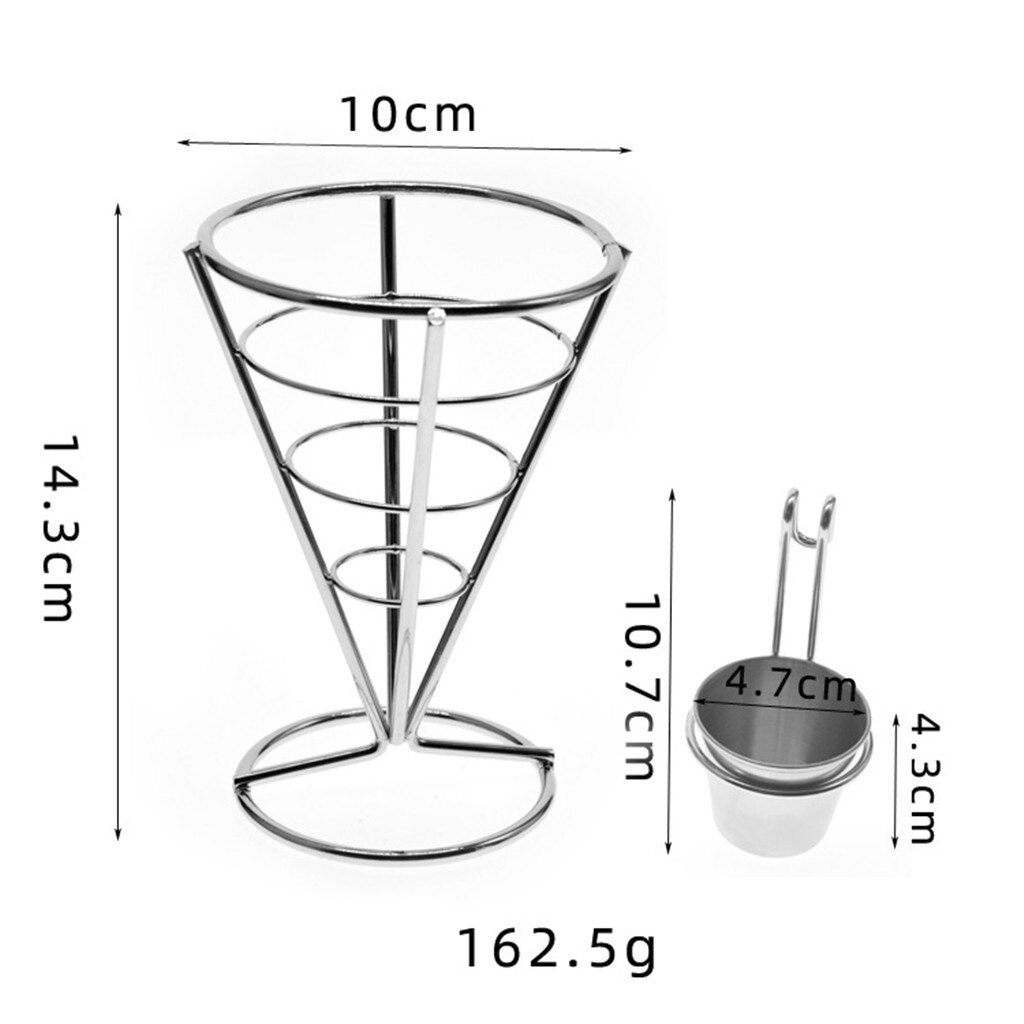 Kitchen Serving Tool Snack Cone Stand & Dip Holder For Chips Finger Food Sauce White Fries Dip and Cone Cup Snack Holder Servin