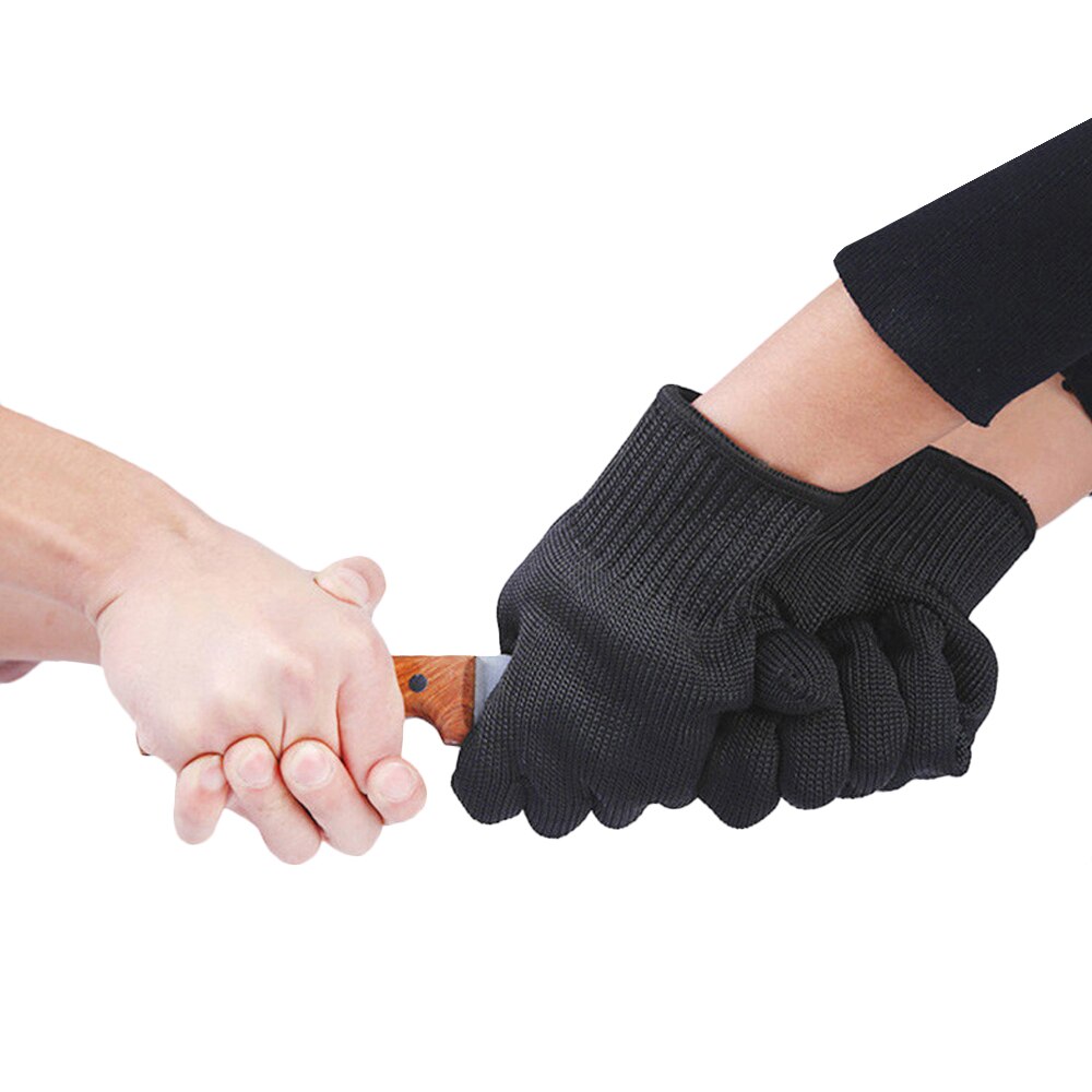 Black Metal Anti-Cut Gloves Level 5 Stainless Steel Wire Safety Kitchen Butcher Working Gloves Cut Fish Meat Protection Fingers