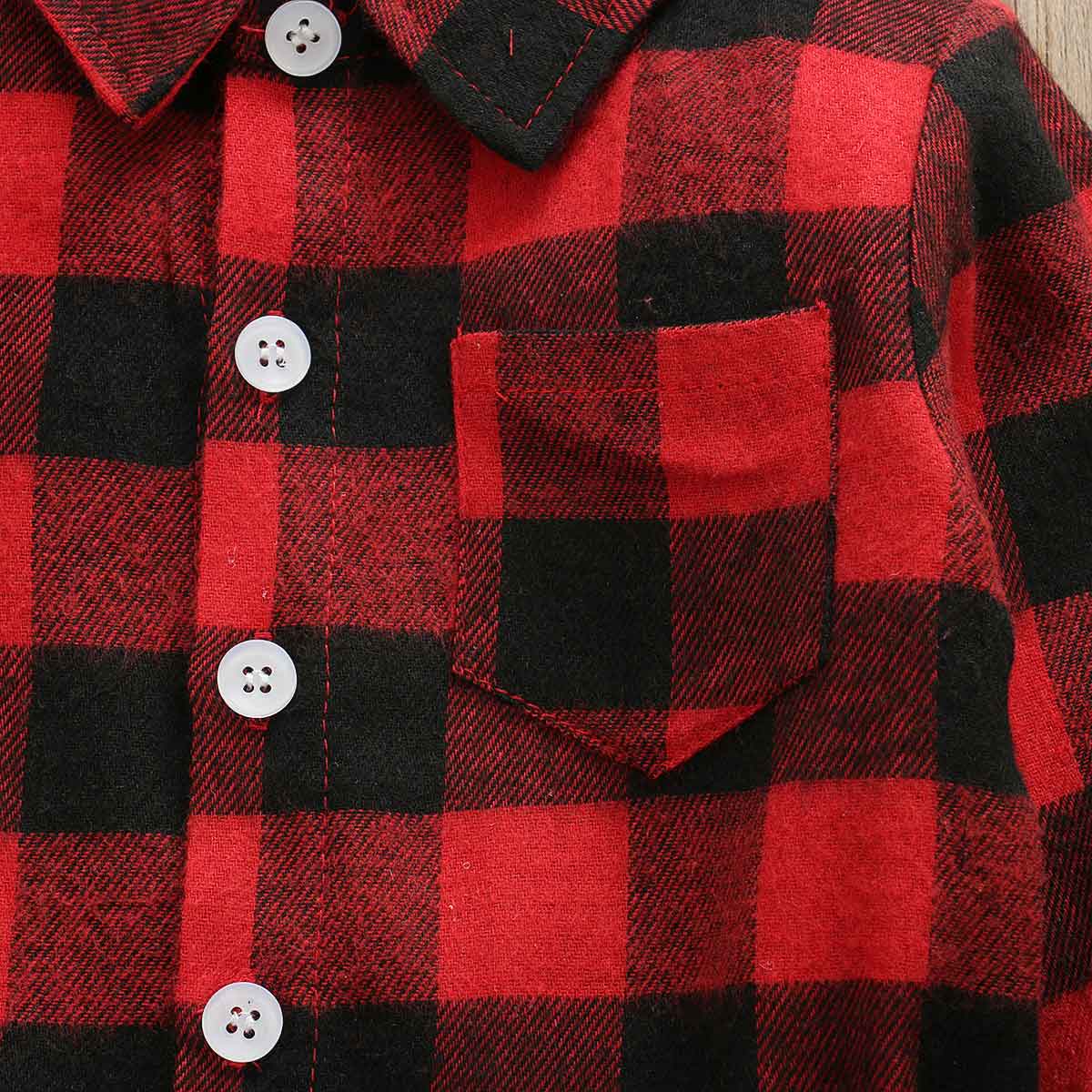Toddler Long Sleeve Shirt Kids Baby Boy Girl Plaid Tops Autumn Winter Coat