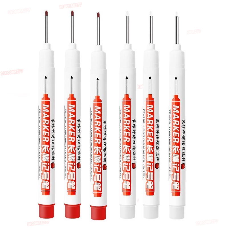 Rotulador de Punta larga de 6 piezas, puede agregar tinta, agujero profundo, bolígrafo largo, escribir tinta blanca y negra, posicionamiento de fábrica multipropósito, Punta 0,7-1,0: Naranja