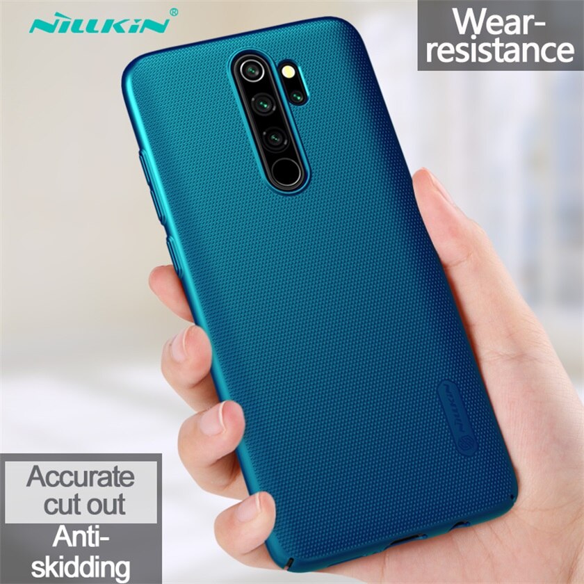 Nillkin Case For Xiaomi Redmi Note 8 Pro Cover Frosted Shield Hard PC protector Back Cover For Redmi Note 8 Case global version: Redmi Note 8 Pro / Peacock blue