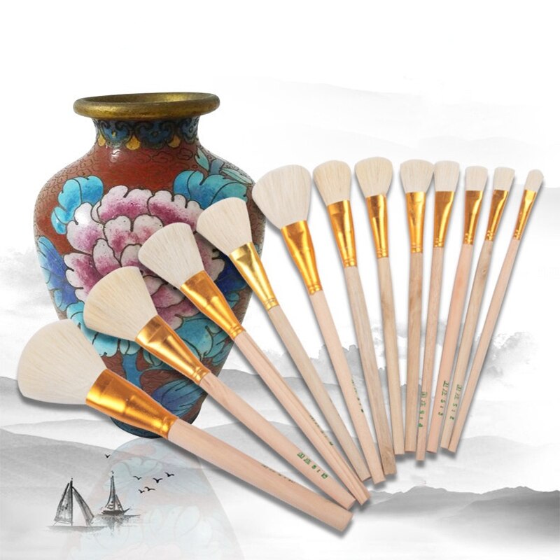 Ceramic Painted Wool Brush Solid Wood Pen Soft Head Sweeping Brush Ceramic Gold Painting Craft Paint Brush Painting Tool