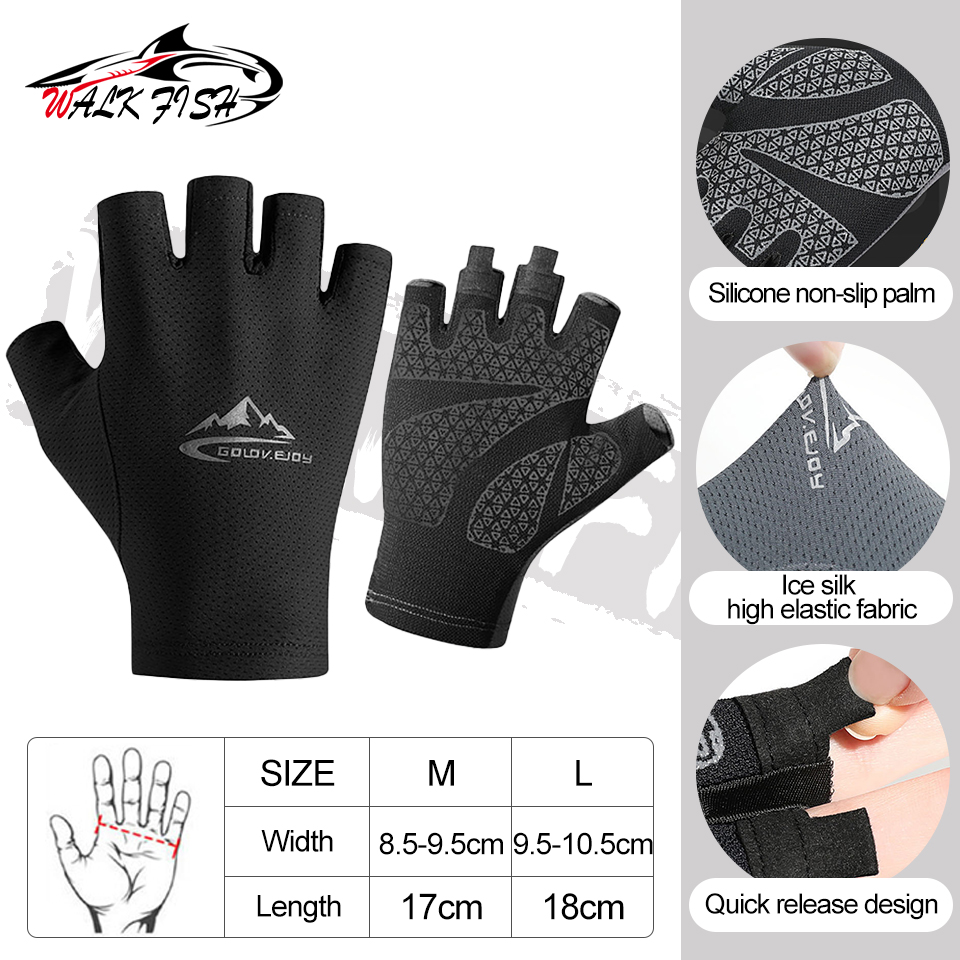 Guantes sin dedos para hombres y mujeres, protección solar UV, guantes de medio dedo para pesca, remo, vela, remo, senderismo, guantes deportivos: L / Naranja