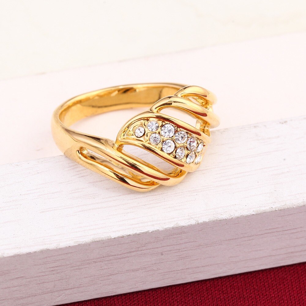 Gold Wedding Ring Verlovingsring Crystal Ring Met 24 K Goud Kleur
