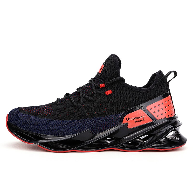zapatillas de deporte de malla zapatos transpirables para hombre, zapatos de deporte para hombre, con cordones, antideslizantes, para caminar, talla grande 46: A1901 Black Blue / 8.5