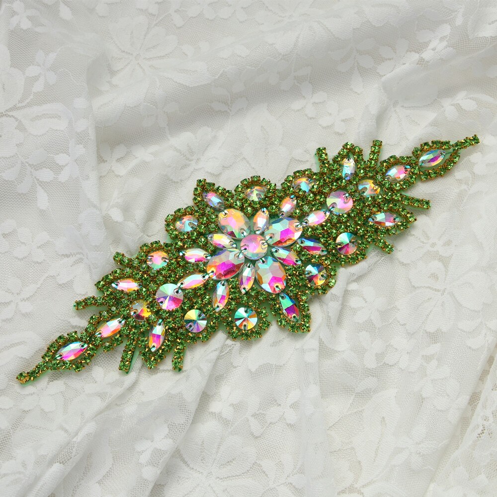 1 stk guldbryllup bælte til kvinder rhinestone beaded patch påsyning til tøj tasker sko aftenkjole applikation: Krystal applikation 6