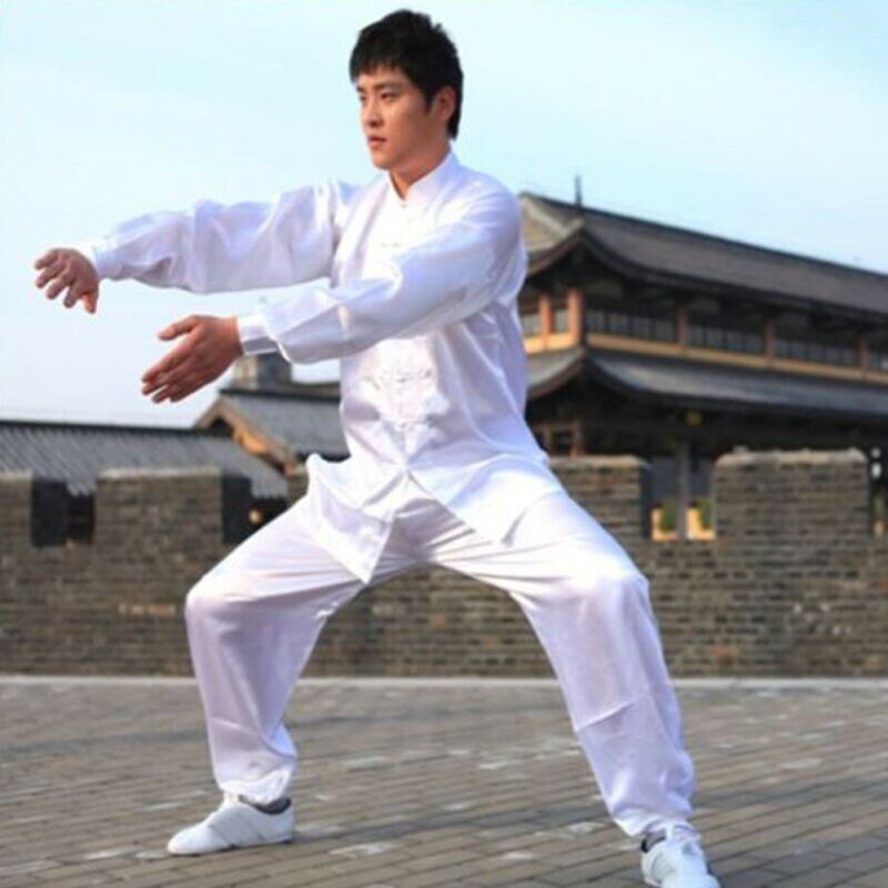 Tai chi præstationstøj unisex kampsport uniform kung fu dragt kostume: Hvid / Xxl