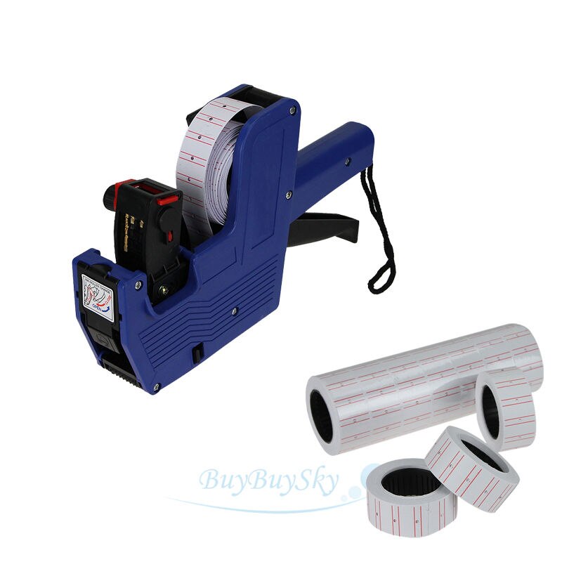 [Fly Eagle ] 2 MX-5500 8 Cijfers Price Tag Gun + 5000 Wit W/Rode Lijnen Labels + 1 Inkt Blauw