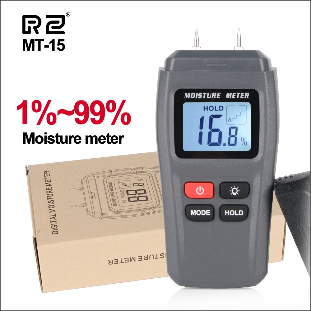 Rz Hout Water Vochtmeter Draagbare Digitale Handheld Hout Vochtigheid Gereedschap Hout Hygrometer 1 ~ 99% Hout Vocht Tester MT15