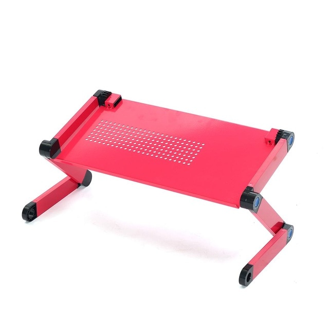 Ergonomic Computer Desk For Bed PC Table Stand Folding Laptop Table Adjustable Aluminum Laptop Desk Portable Computer Table: Rose red