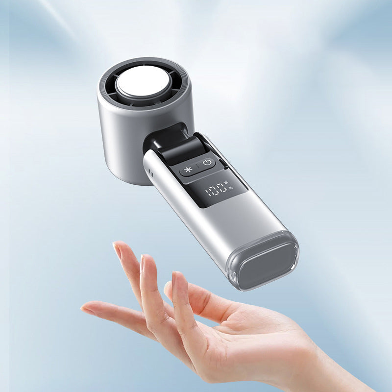 Ventilateur électrique à affichage numérique, ventilateur de refroidissement de glace d'été, vitesse du vent réglable, pliable, suspendu au cou, petit ventilateur Turbo, Rechargeable par USB