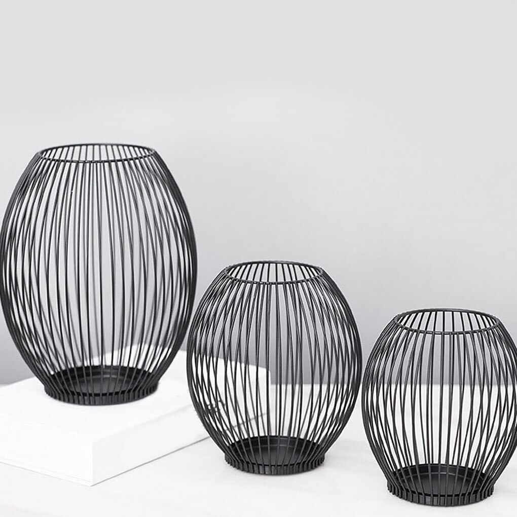 Zwarte Lantaarn Kandelaar Retro Metalen Ijzer Verlichting Kooi Kaarshouder Ornament Kandelaar Voor Party Home Decor