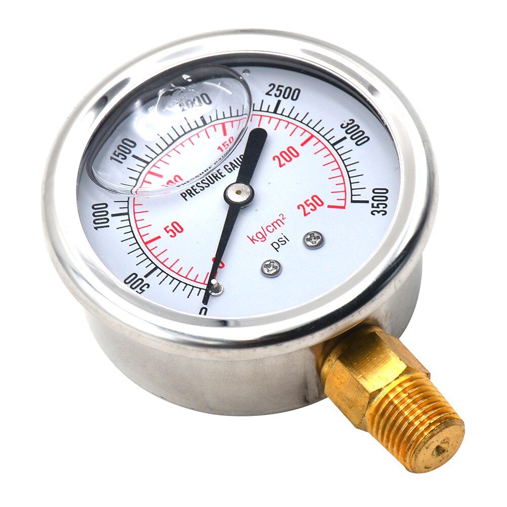 Medidor de presión de fluido hidráulico, manómetro de rosca Us de 0-3500Psi, peso ligero de pequeño volumen