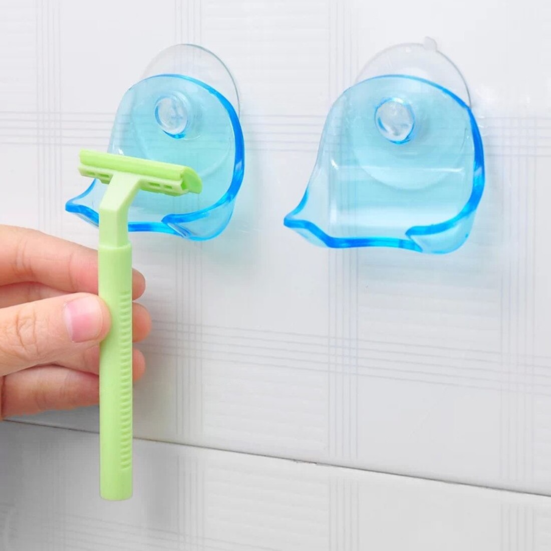 Bathroom Razor Holder 1Pcs Clear Blue Plastic Super Suction Cup Razor RackSuction Cup Shaver