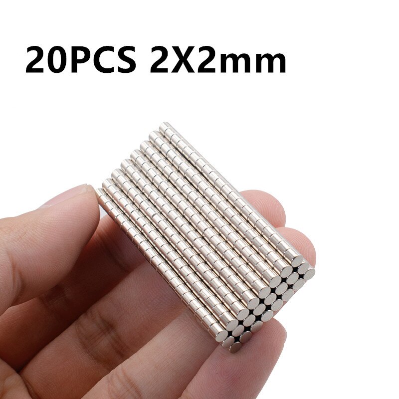 20 50 100PCS 2x1 2x2 2x3 2x5 2x10mm Magnet N35 Rare Earth Strong Neodymium Permanent Magnet: 20PCS 2x2mm