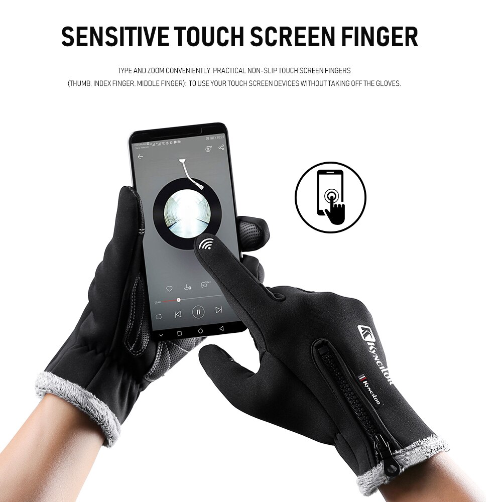 Gants chauds d'hiver polaire coupe-vent imperméable gants de cyclisme écran tactile Sports cyclisme ski vélo travail en plein air gants