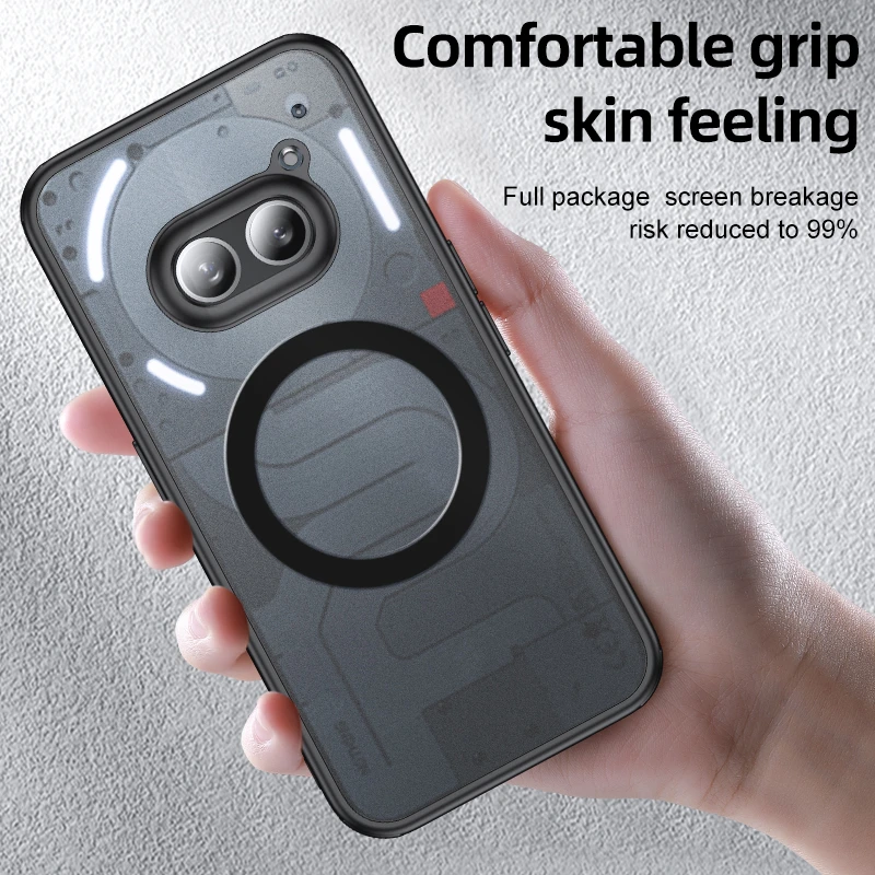 Kristall genomskinligt pansarskal stötsäkert fodral för ingenting telefon 2a tpu ram hårdplast magnetisk trådlös laddning baksida