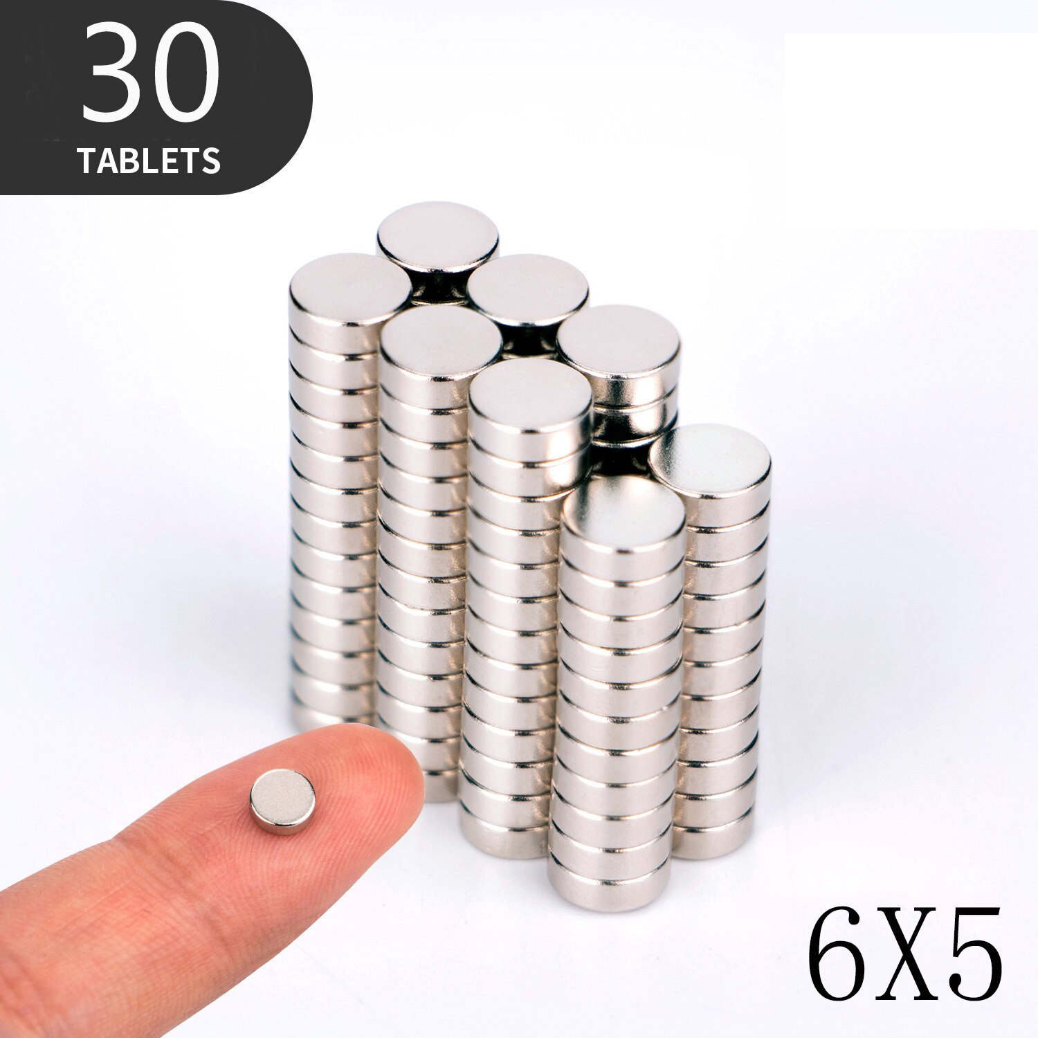 20 50 100PCS/Lot 5x2 6x1 6x1.5 6x2 6x3 6x4 6x5 6x6mm Magnet Small Round Magnet Strong magnets Rare Earth Neodymium Magnet: 30pcs(6x5)