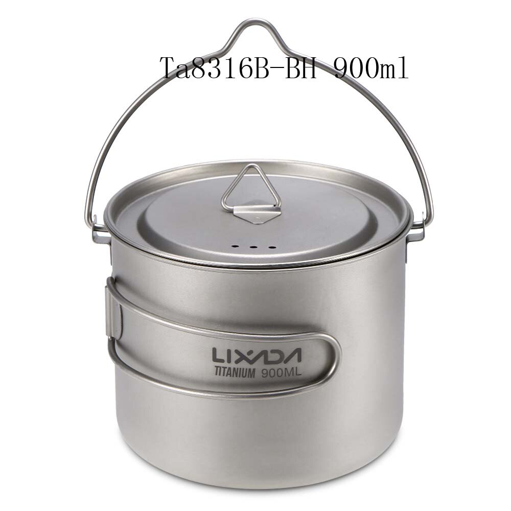 Lixada en plein air titane ultra-léger tasse Pot Portable tasse suspendue couvercle de Pot et poignée pliable équipement de Camping ustensiles de cuisine randonnée: as picture 2