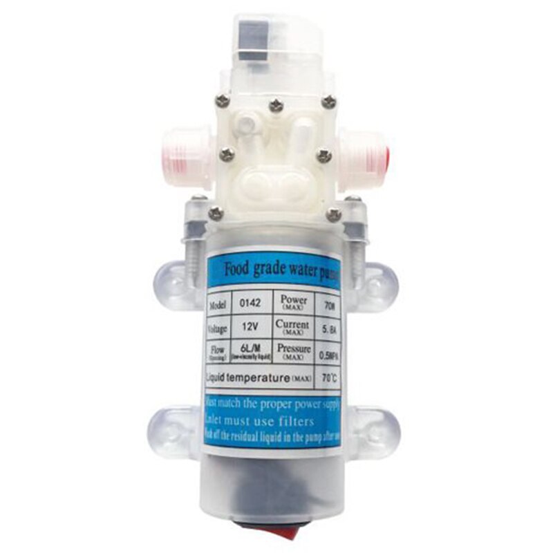 HHO-Dc 12V 70W Food Grade Self-Priming Diaphragm Water Pump with Switch Diaphragm Water Pump 6L/Min Self-Priming Booster Pump