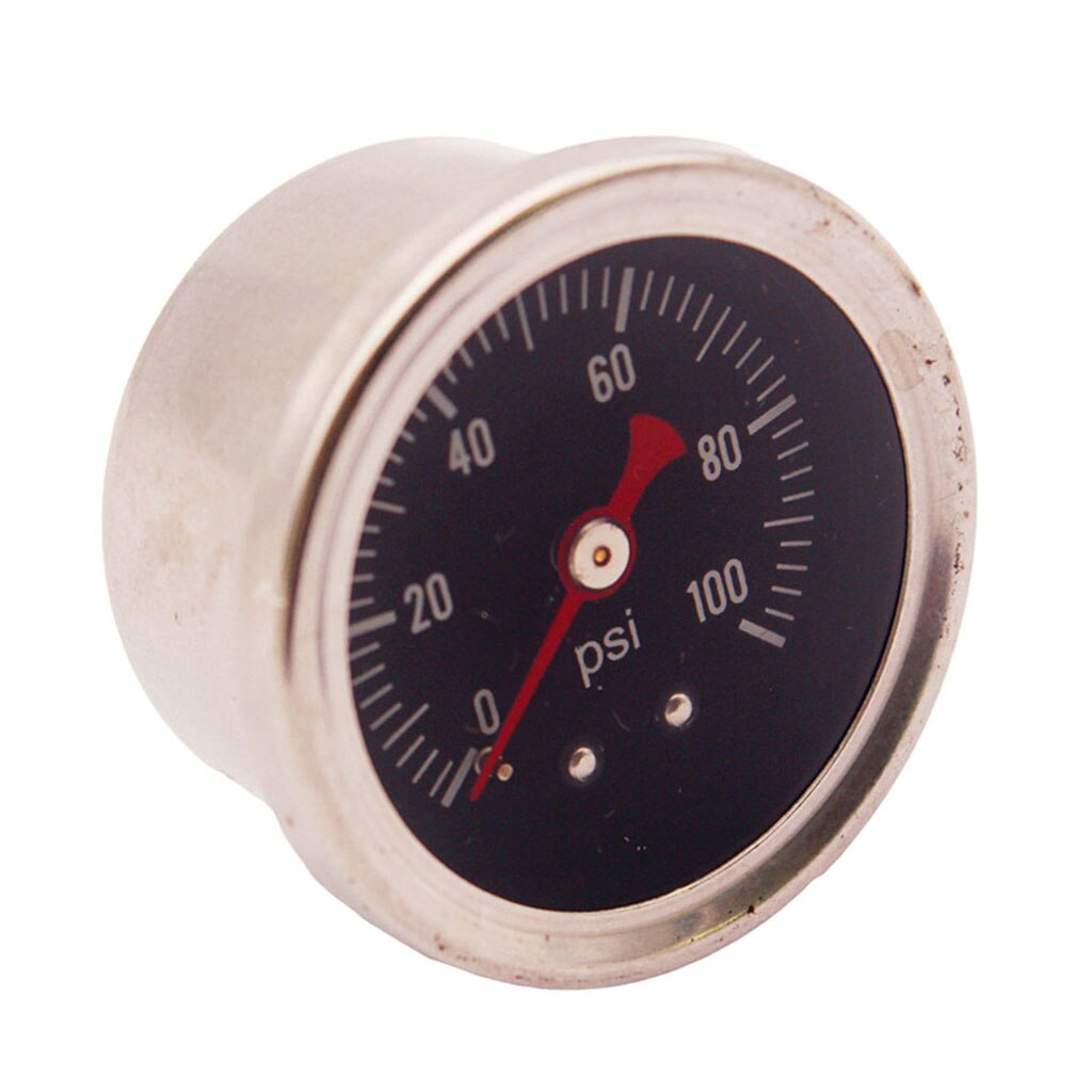 Fuel Pressure Regulator Gauge 0-100 Psi Bar Liquid Fill Chrome Fuel Oil Rail