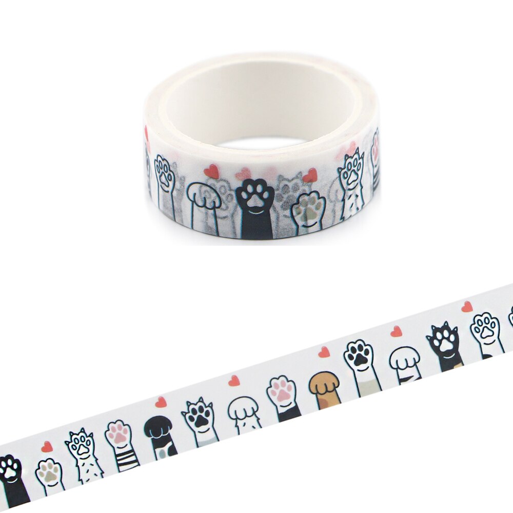 Cinta adhesiva con huellas de perro y gato, cinta Washi de dibujos animados, para álbum de recortes, , R835: 1