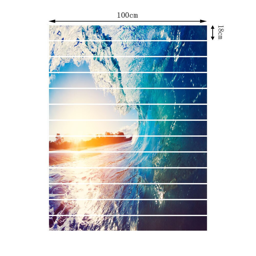 6pcs/13pcs Sea Rolling Waves Stairs 3D Stickers Peel And Sticker Home Decor Stairs Decal DIY Landscape Corridor Staircase Murals