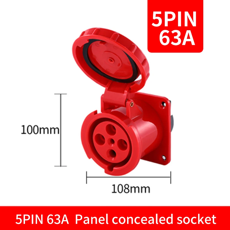 63A Industrial Plug and Socket 3P/4P/5Pin Electrical Connector IP67 Wall Mounted Socket Male&Female Plug: Silver