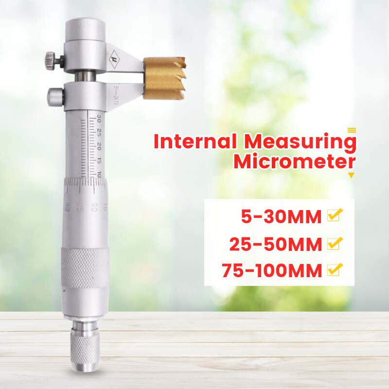 5-30mm 25-50mm 75-100mm Stainless Steel Internal Measuring Micrometer Caliper Vernier Gauge Inside Micrometer Tools Micrometers