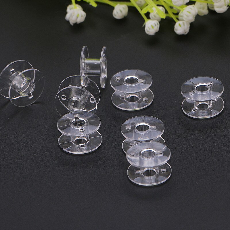Top 10pcs/lots Clear Plastic Empty Bobbins For Brother Janome Singer Sewing Machines For Clothes Supply: Default Title